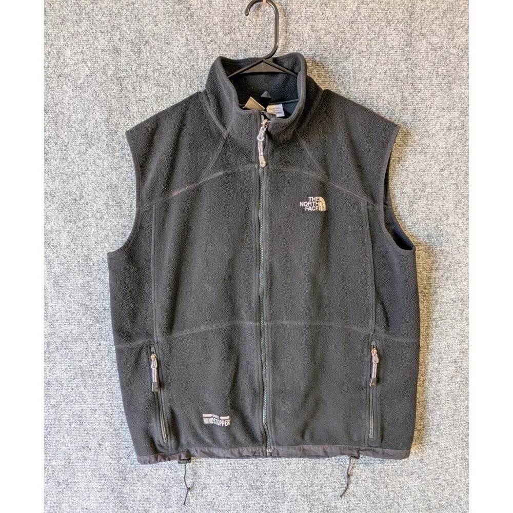 The North Face Gore Windstopper Vest Men L Black Full Zip Fleece Outdoor Hole